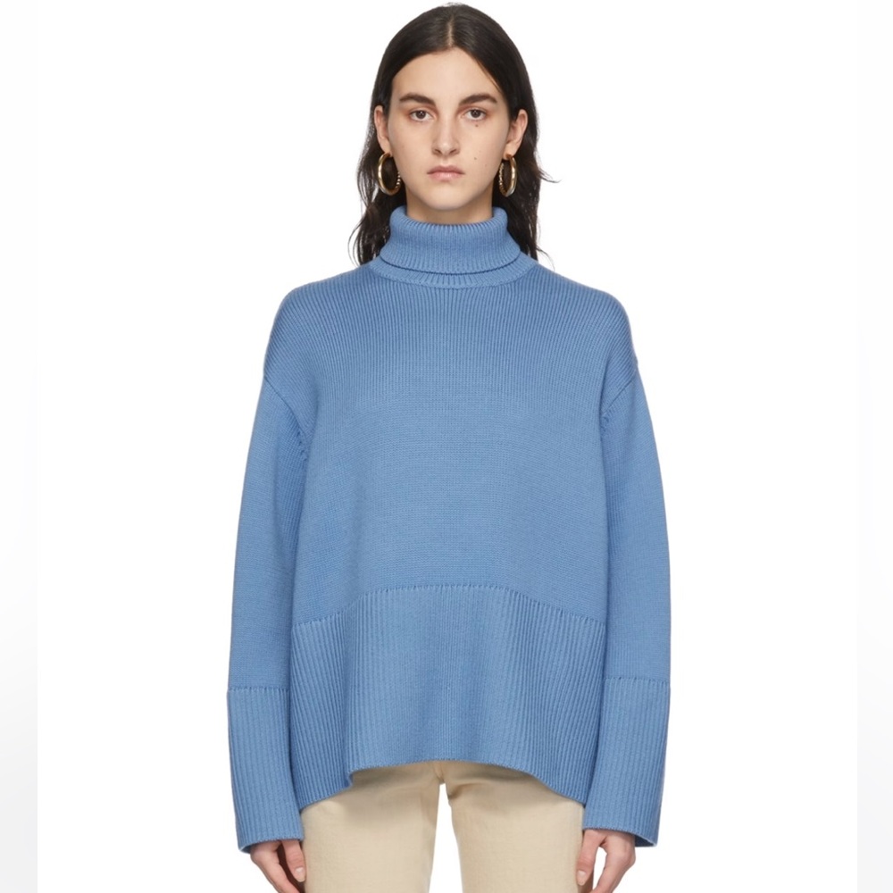 Toteme Signature Wool Turtleneck Sweater Blue Size XXS